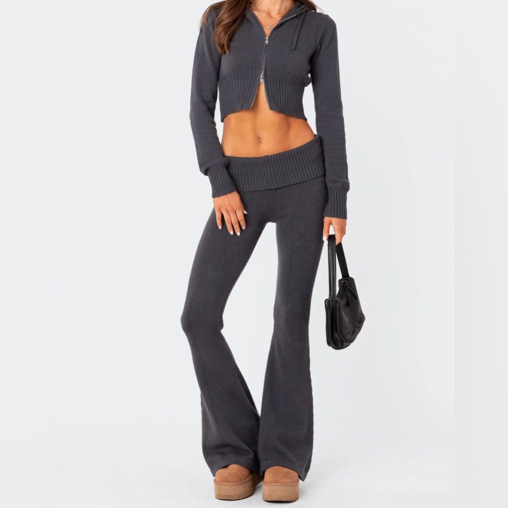 DESIREE KNITTED LOW RISE FOLD OVER PANTS - XS